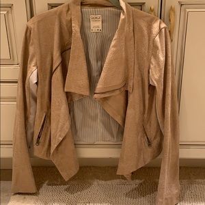 Crackled faux suede tan moto jacket, size XS